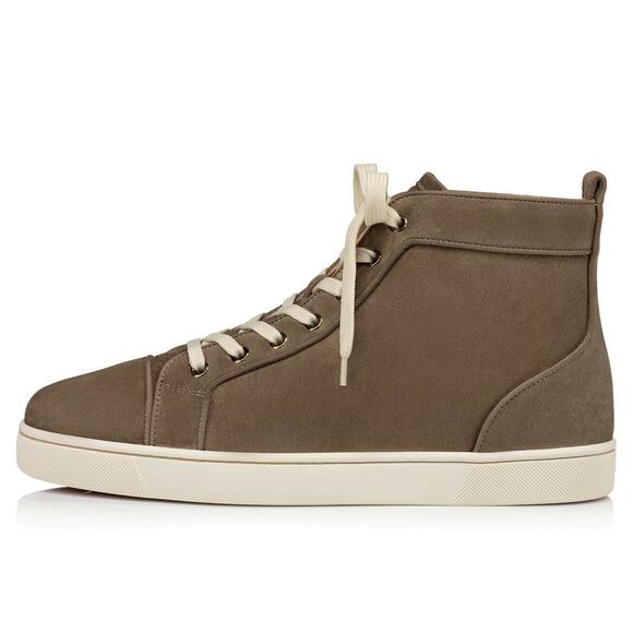 Christian Louboutin Mens Louis Orlato Flat Poivre Vert Suede High Sneaker 40 7 - Picture 3 of 12